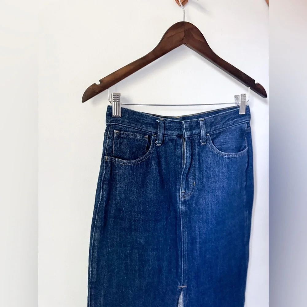 J Crew Denim Midi Skirt in Rinse Wash